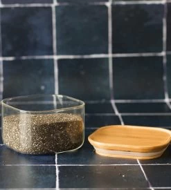 Boîte De Conservation Carrée - PEBBLY - En Verre Et Bambou - 500ml -Bodum Soldes bote 500ml pebbly