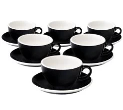 6 Tasses Cappuccino Et Sous-tasses Egg 20 Cl Black - Loveramics
