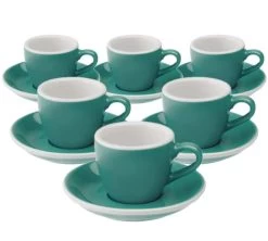 6 Tasses Espresso Egg Et Sous-Tasses Teal Loveramics - 8 Cl