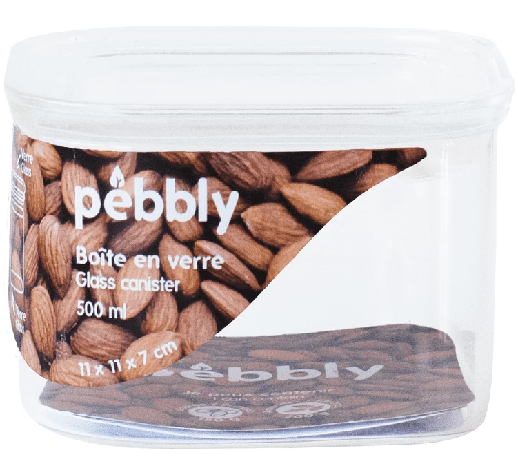 Boîte De Conservation Carrée En Verre 500ml - PEBBLY 3 Boîte De Conservation Carrée En Verre 500ml - PEBBLY