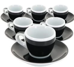 6 Tasses Et Sous-tasses Expresso Verona Noire Millecolori - Ancap