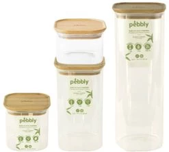 Lot De Boîtes Conservatrices PEBBLY En Verre Et Couvercle En Bambou