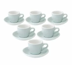 6 Tasses Espresso Et Sous-tasses Egg 8 Cl River Blue - Loveramics