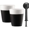2 Mugs Bistro En Porcelaine 30cl + Boule à Thé - BODUM -Bodum Soldes mugssilicone infuseur