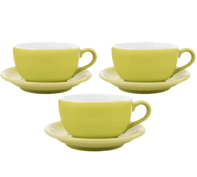 3 Tasses Et Sous Tasses Latte Bowl 25 Cl Vert - ORIGAMI 3 3 Tasses Et Sous Tasses Latte Bowl 25 Cl Vert - ORIGAMI