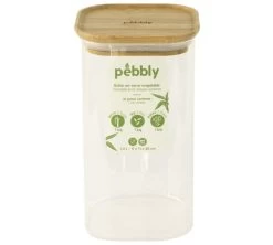 Boîte De Conservation Carrée - En Verre Et Bambou 1.4L - PEBBLY