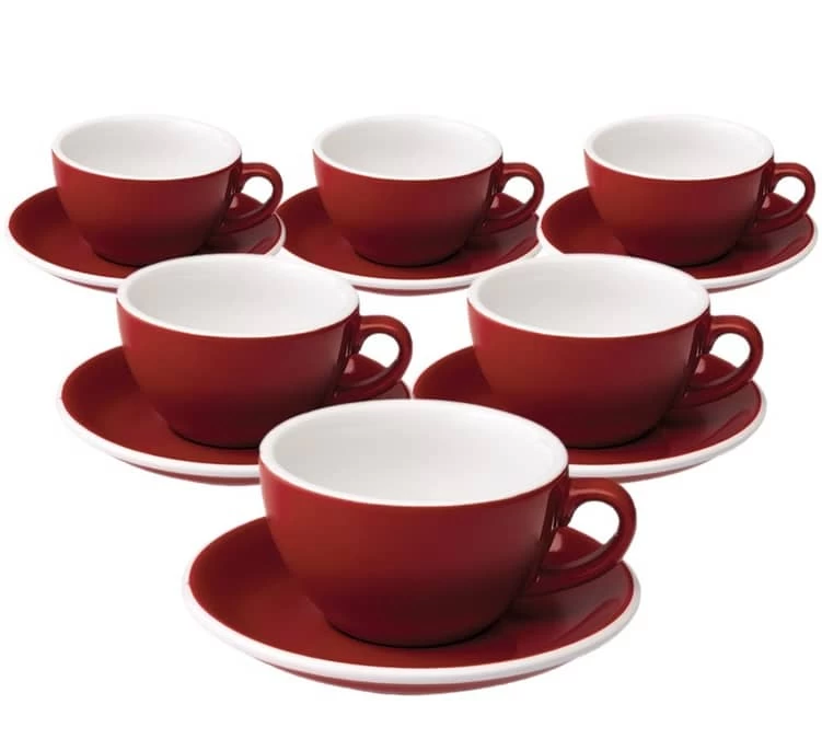Tasses - LOVERAMICS - Cappuccino Et Sous-tasses Rouge Egg 20 Cl 3 Tasses - LOVERAMICS - Cappuccino Et Sous-tasses Rouge Egg 20 Cl