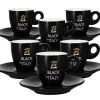 6 Tasses Et Sous-tasses Black Of Italy 7cl - Zicaffè -Bodum Soldes tasse noir zicafe